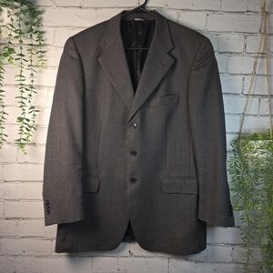 CHIAVARI ITALIAN TAYLORED BLAZER HOUNDSTOOTH DARK GRAY 100% MERINO WOOL 40R